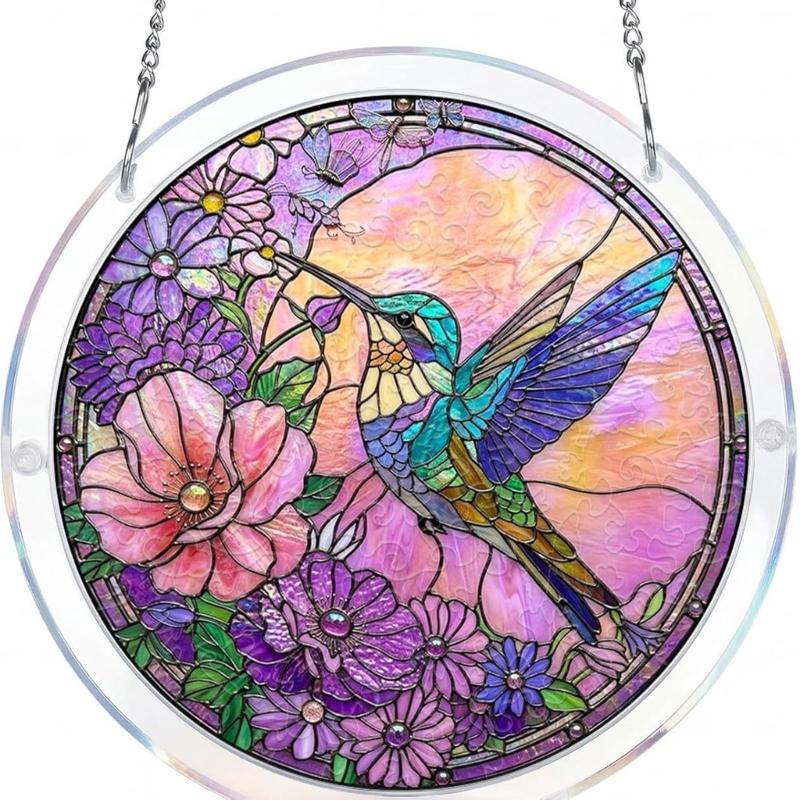 Colorful Acrylic Puzzle Sun Catcher Window Decoration With Metal Chain For Home Gift DIY Art Craft Hanging Sun Catcher Signs