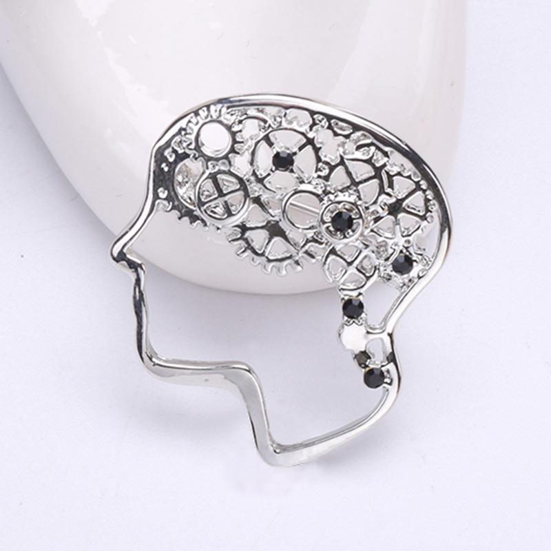 Creative Retro Brain Brooch Alloy Electroplating Personalized Versatile Corsage