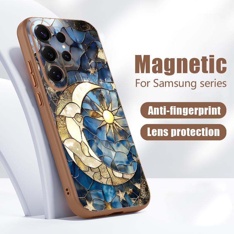 Vintage European Style Case For Samsung Galaxy S26 Ultra S25 Edge S24 Plus S23 FE S22 A17 A54 A55 A56 A57 5G Magnetic For Magsafe Matte Cover Moon Sun