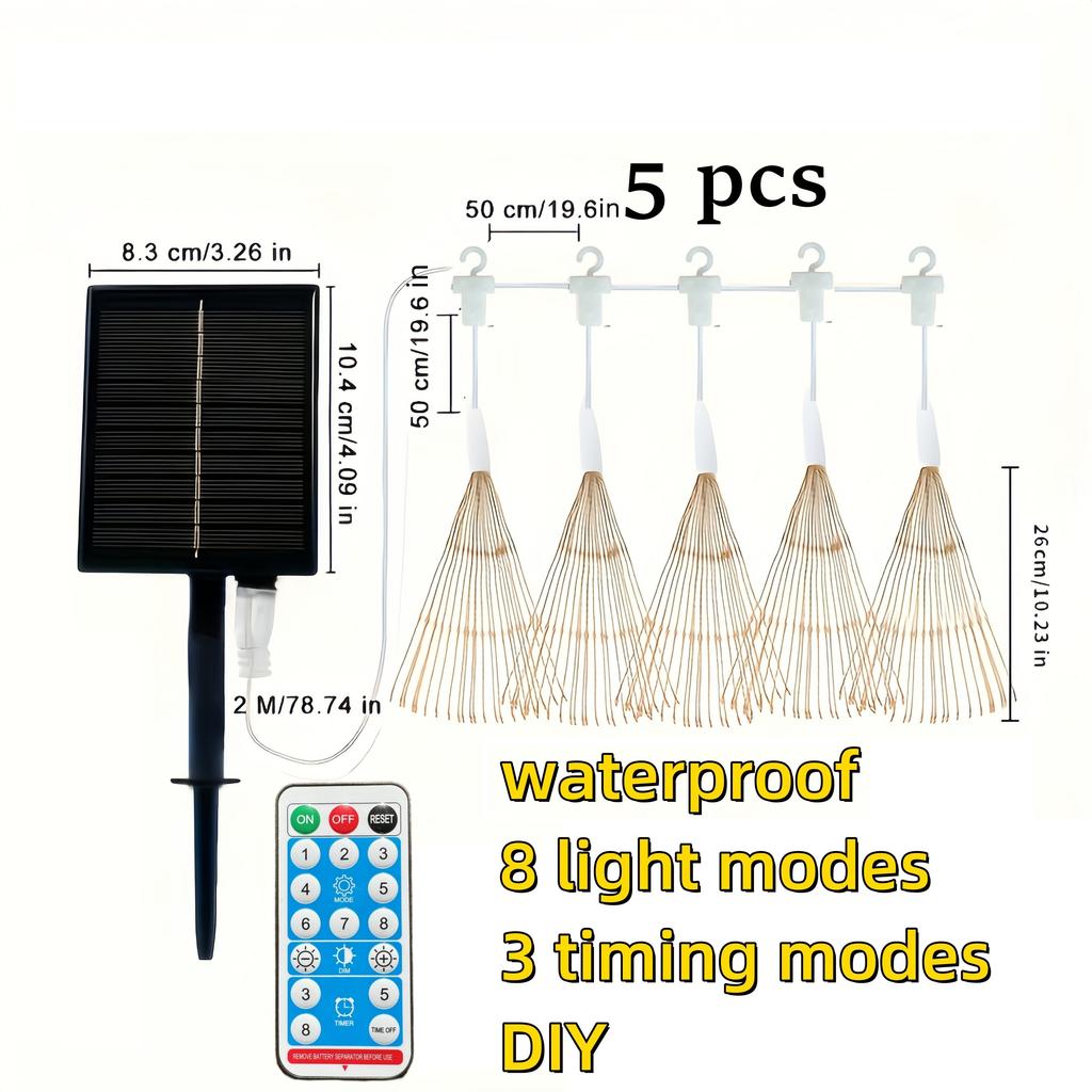 180-450LEDs Solar Star Burst Ball Lights, Remote Control 8 Modes Adjustable Hanging Copper Wire Firework Lights, for Yard Light