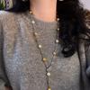 Autumn And Winter Maillard Wind Gold Coffee Mixed Color Shijia Pearl Sweater Chain Necklace Female