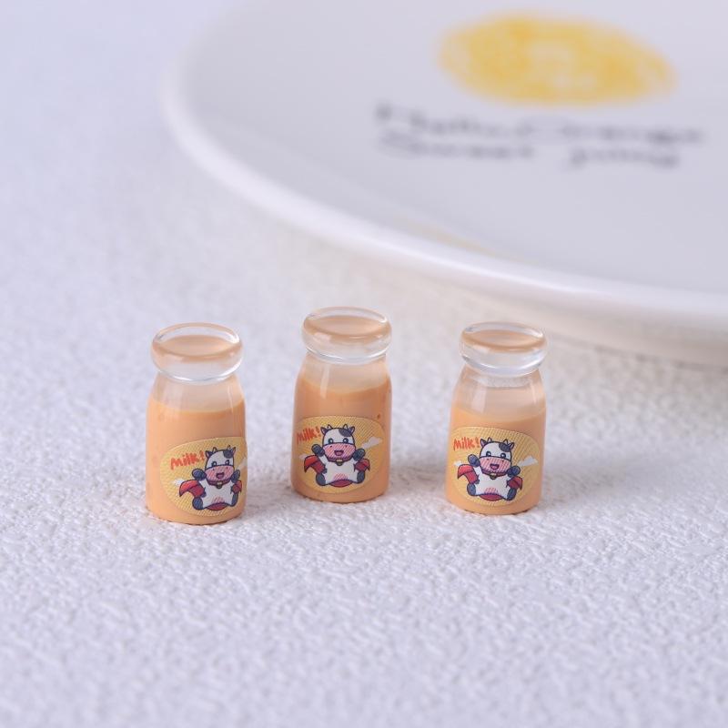 10Pcs Cute Simulation Transparent Milk Bottle Dollhouse Toys Miniature Ornaments Home Decoration Girly Resin Accessory Kids Gift