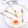 Gold Leaf Coffee Spoon Set of 4, 4.7 Inch Retro Dessert Espresso Spoons Cutlery Kitchen Tableware