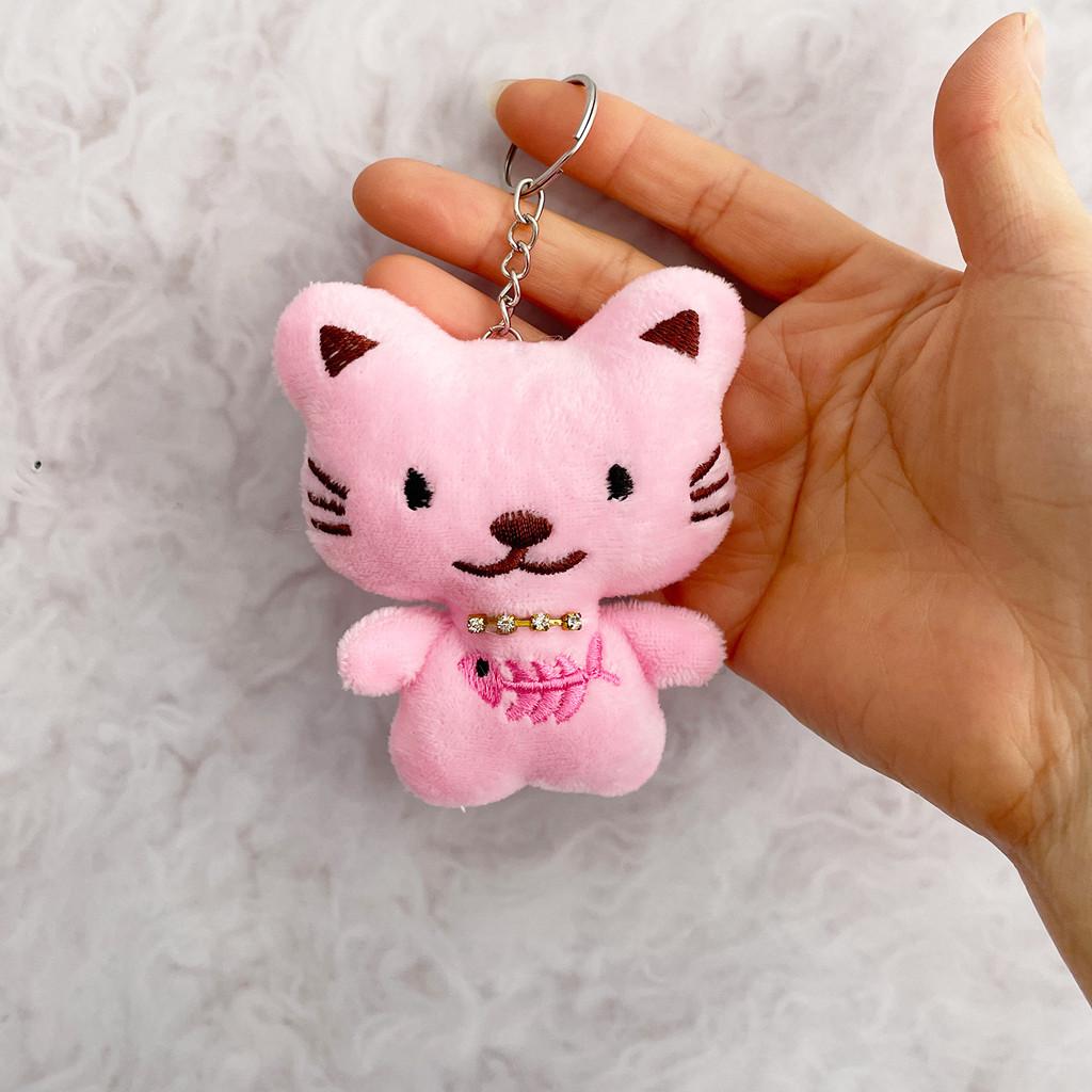 Plush Cat Keychain With Sparkling Embellishments For Kids And Teens