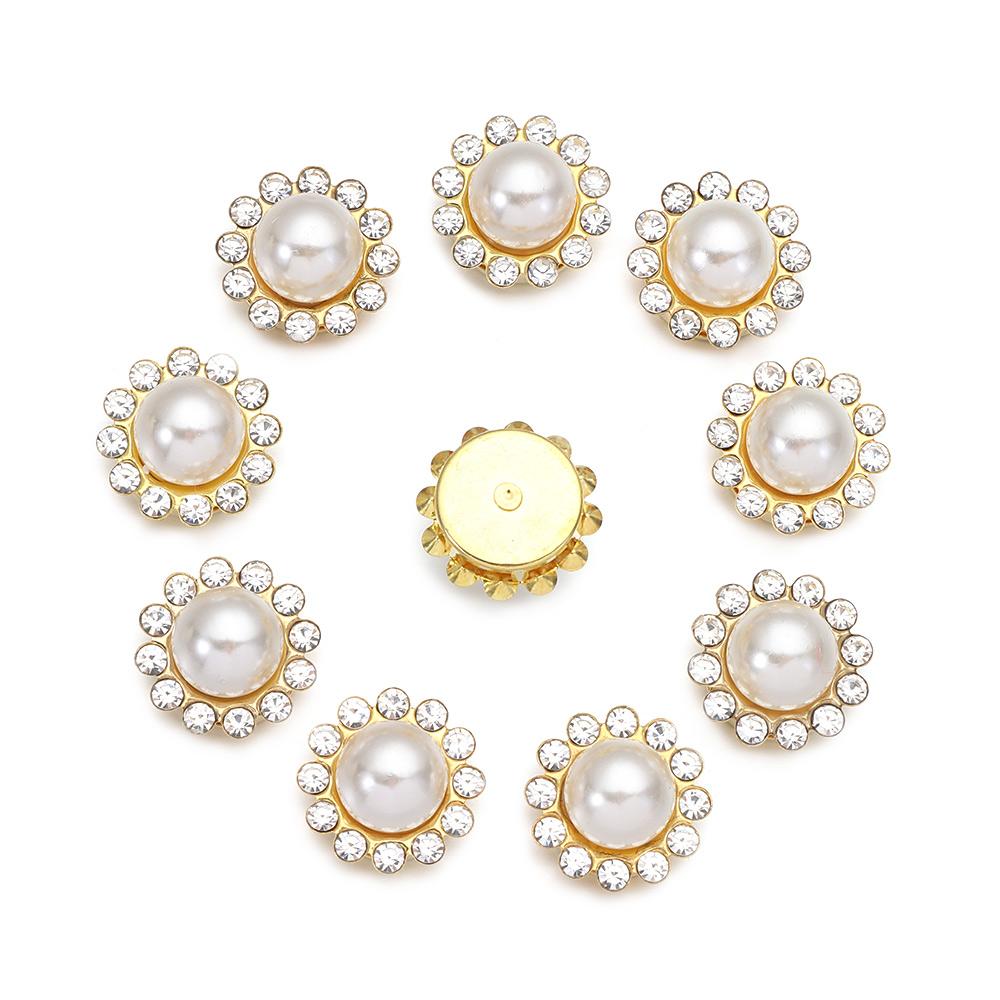 10PCS Pearl Button Rhinestone Buttons Sparkling Wedding Dress Crystal Apparel Sewing Hat Accessories Pearl Button Pearl Hairpins