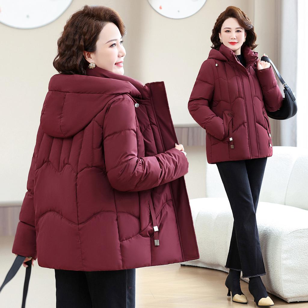 Middle-aged and Elderly Large-size Women's Short Loose Grandma Winter Mother Temperament Hooded Down Cotton Jacket