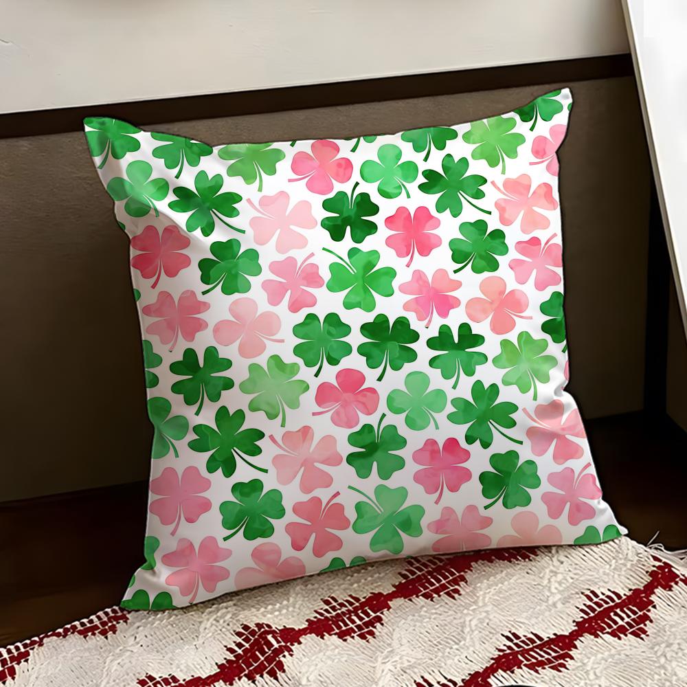 Green Lucky Clover Cushion Cover Reversible Soft Durable Pillow Cover Home  Car MultiScene Use for Daily Comfort