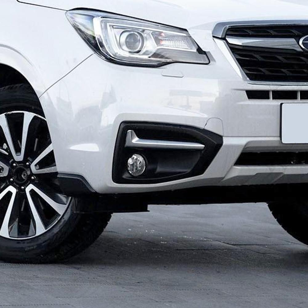 2pc Chrome Plastic Front Bumper Fog Light Trim Set For Subaru Forester 2017-2018
