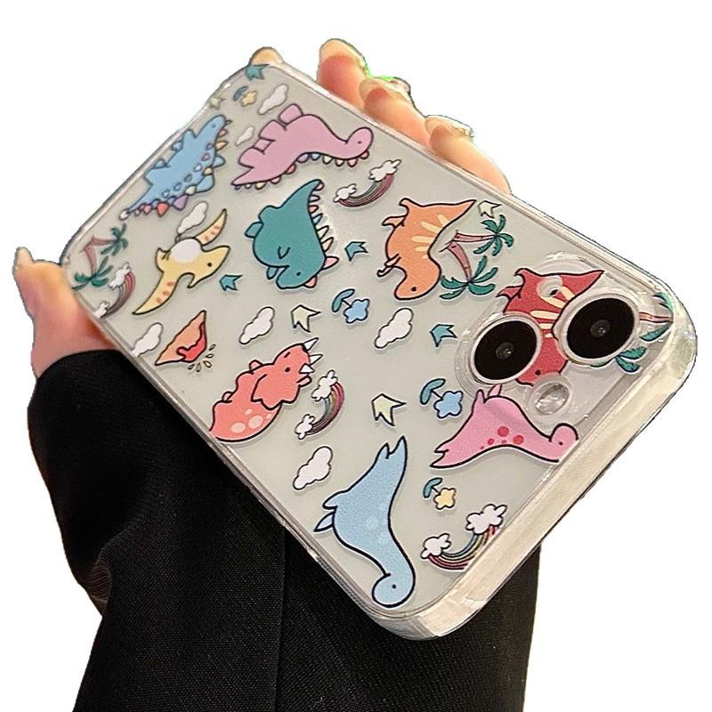 Cartoon Little Dinosaur Fits iPhone 15 Pro Max iPhone Cases, 16/17 Transparent, 13/14 Transparent, Drop-proof