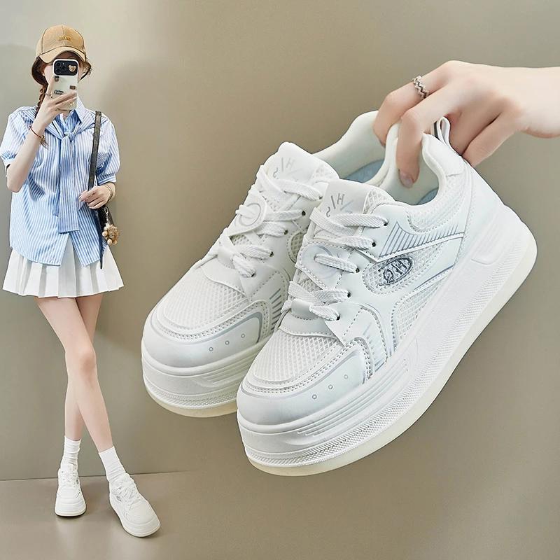 Fashion 2024 Women's Sneakers White Platform Woman Sports Sneakers Female Vulcanized Shoes Sneakers Casual Ladies  Plus Size 40