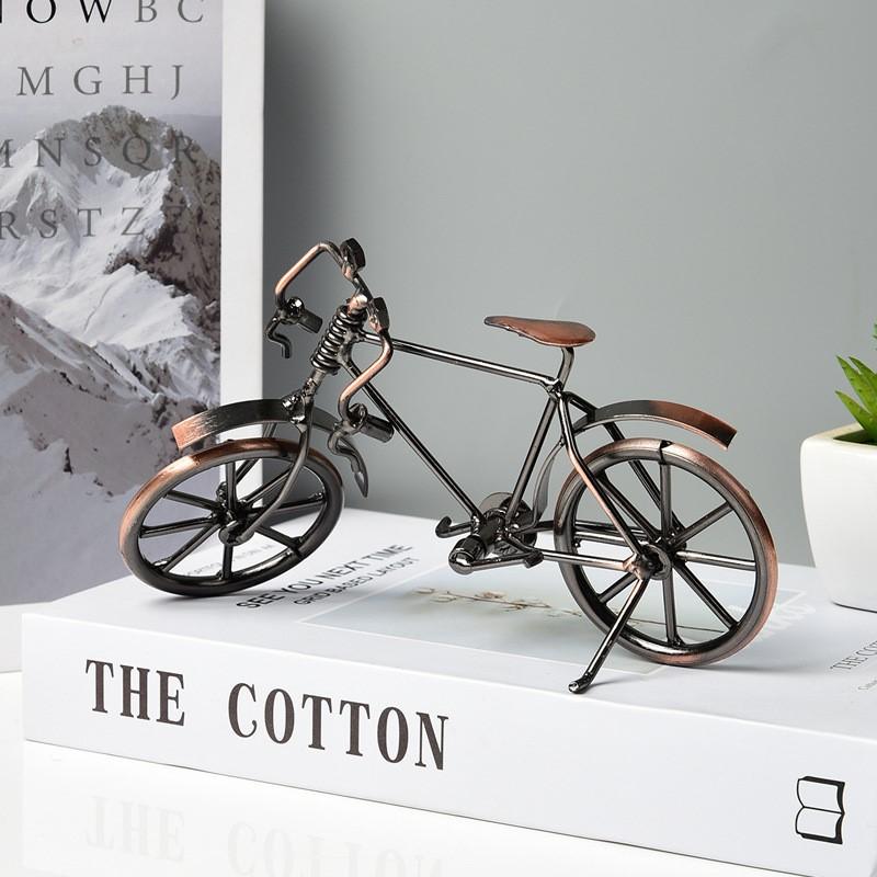 1pc Alloy Bicycle Model Vintage Ornament Retro Furnishings Simulated Bike Figurine For Home Decor Shelf Tabletop Store Christmas