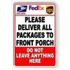 Warning Sign Package Alert Front Yard Metal Tin Art 8x12 Inch Secure Delivery