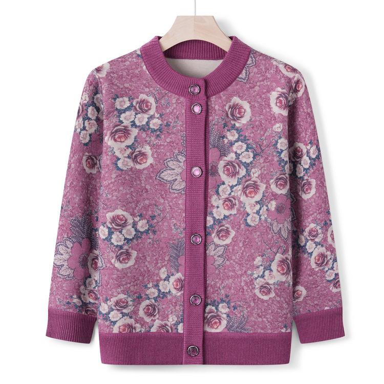 

Одежда для осени для женщин среднего возраста, модный вязаный свитер, новый стиль, свитер-жакет для женщин среднего и пожилого возраста, одежда для старой бабушки M