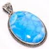 Natural Republic Larimar Edelstein 925 Massiv Sterlingsilber Anhänger 1.89" I6A23