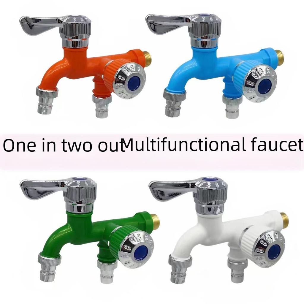 Doppelanschluss-Kunststoffhahn für Putzbecken, Balkon und Badezimmer