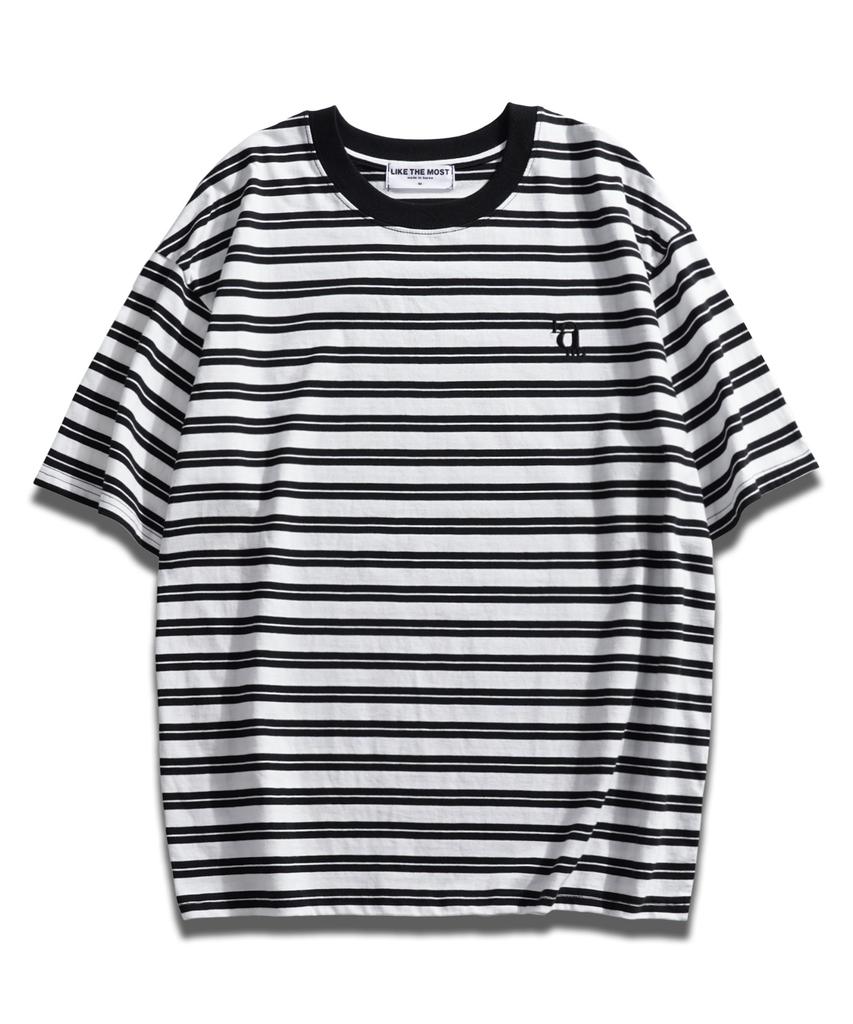 LIKE THE MOST Double Stripe Oversized Short Sleeve T-Shirt_White