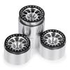 TRZX 4pcs Aluminum Beadlock Rims, 2.2" Wheels, RC Rim Hubs, 45mm, for 110 RC Crawler Axles: SCX10 (90046), TRX4, Wraith (90048), RR10 (Silver + Black)