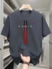 Mens Cotton Spring and Summer Casual Loose Fashion Parisian Letter Printed Comfortable Round Neck Short Sleeved Tshirt Top