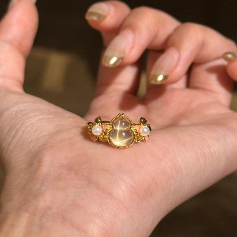 Винтажные жемчужные ювелирные наборы в китайском стиле, натуральный ледяной халцедон, тыква, высокое качество, ажурная эмалированная цветочная подвеска, кольца