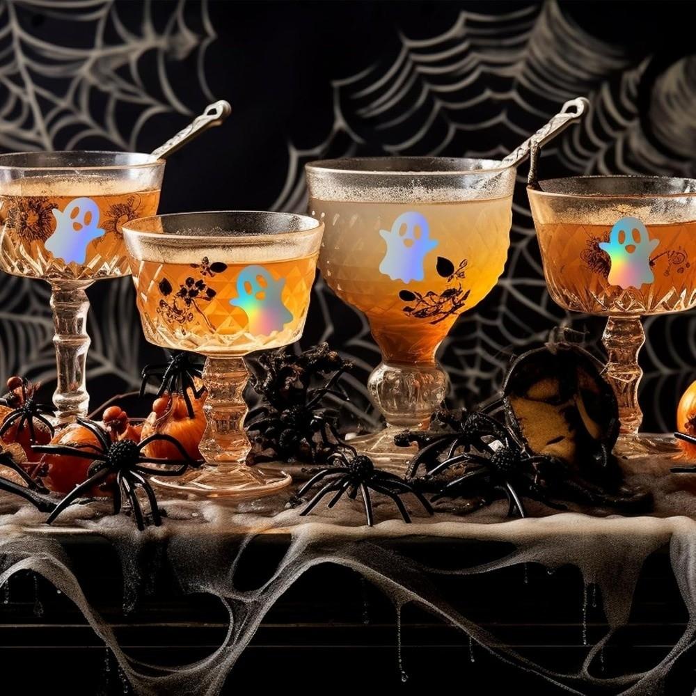 500Pcs/Roll New Laser Type Halloween Stickers Decorative Paper Waterproof Ghost Stickers Self-Adhesive Decals Halloween Party