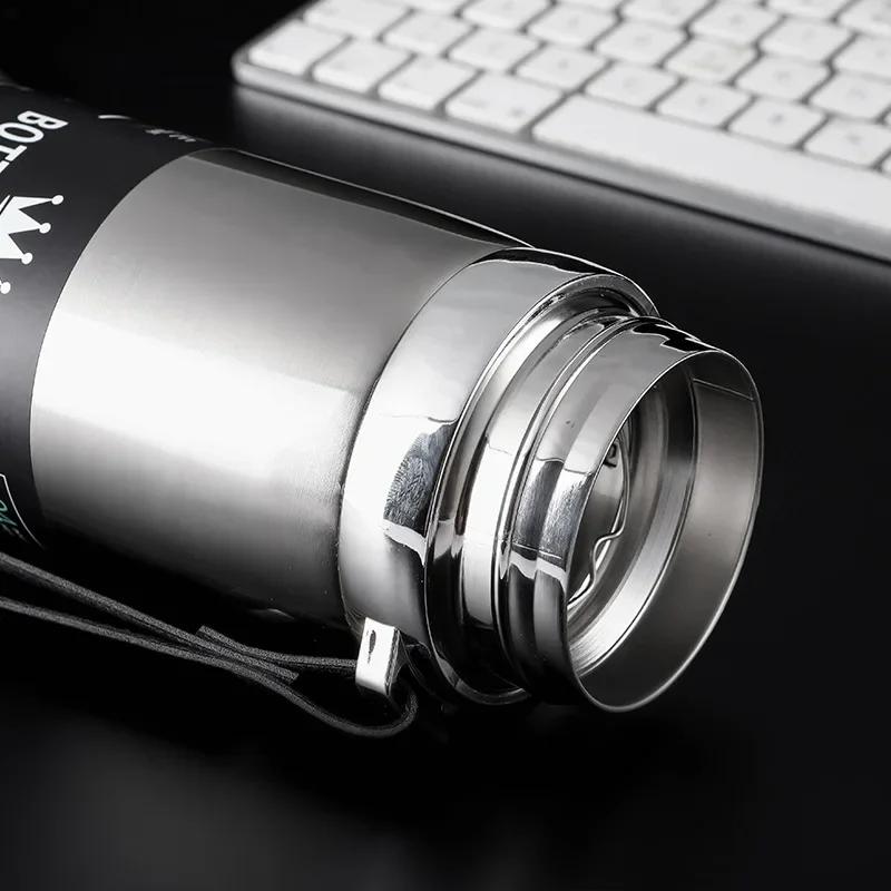 1000ml Thermal Water Bottle with Handle Vacuum Double Sports Bottle for Water Tea Coffee Insulation Cup Large Capacity Portable