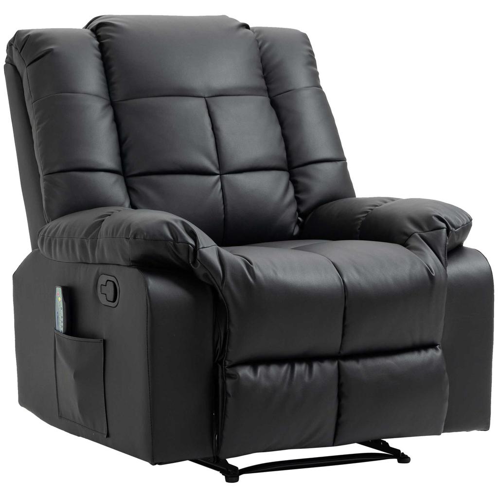 Massage Chair, Relax Chair, 8 Vibration Points, Reclining Function, Faux Leather, Black, 94x99x99cm
