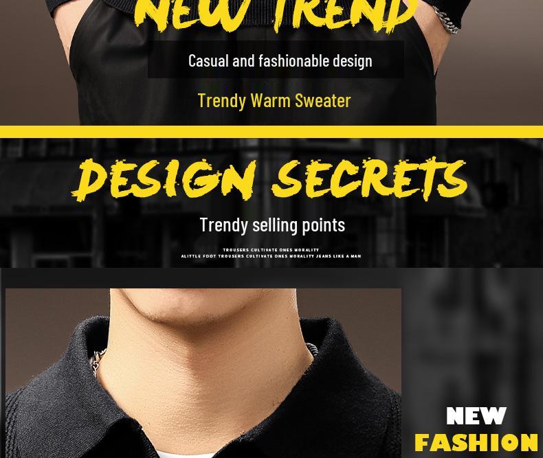 Luxury British Retro Seagull Collar Polo Men's Autumn/Winter Knit Sweater