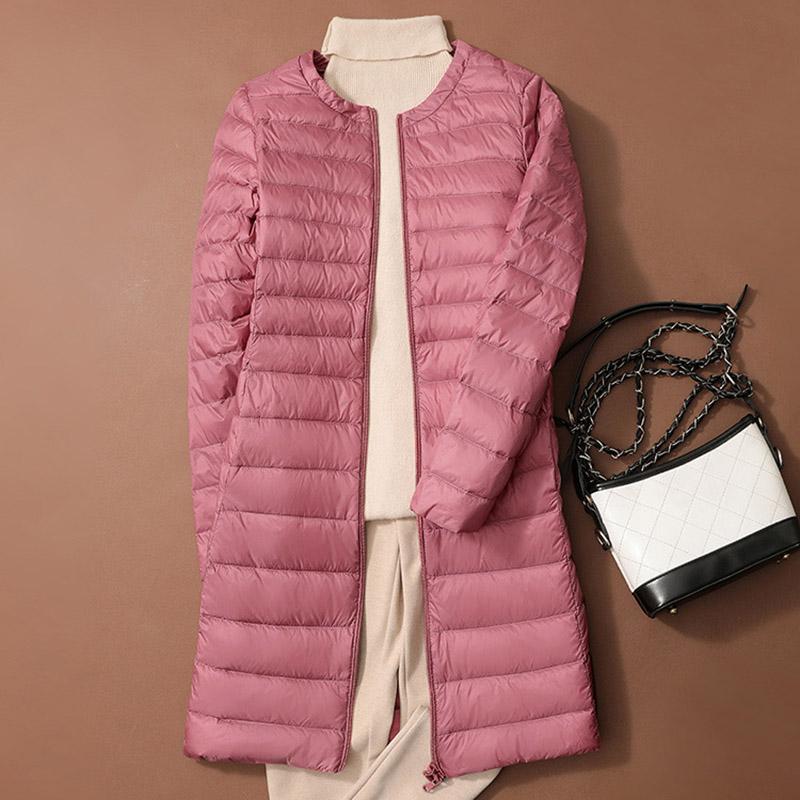 Winter Duck Down Jackets Women Long Ultra Light Coat Casual Slim Black Thin Autumn Parkas
