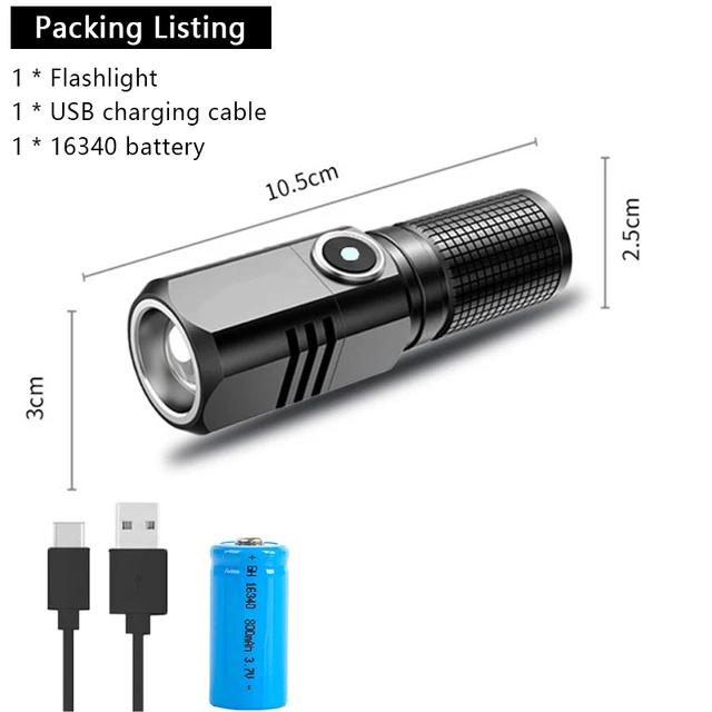3 F350 LED Mini  Flashlight Powerful Type-C Rechargeable 18350 Battery Torch SST20 2000LM Lamp with Tail Magnet Tactical Lantern