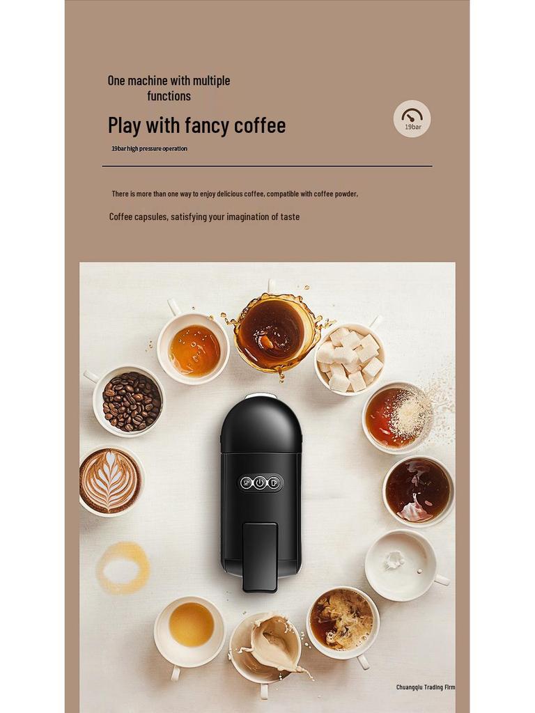 Italienische Kapselkaffeemaschine: Tragbare 19-Bar Espressomaschine für Zuhause und Büro