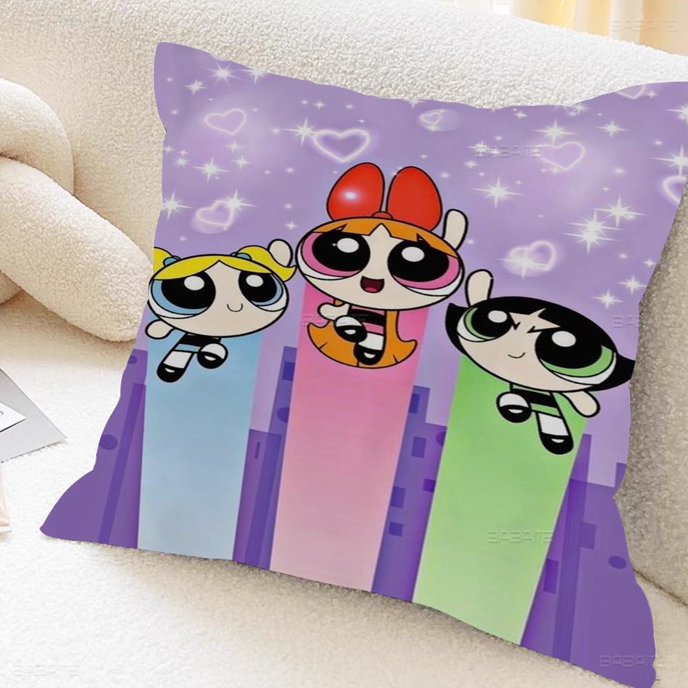 The Power-puff-Girls Decorative Room Aesthetics Pillow Case Home Decor Bedroom Sofa Bed Couch Pillow Cover 45x45