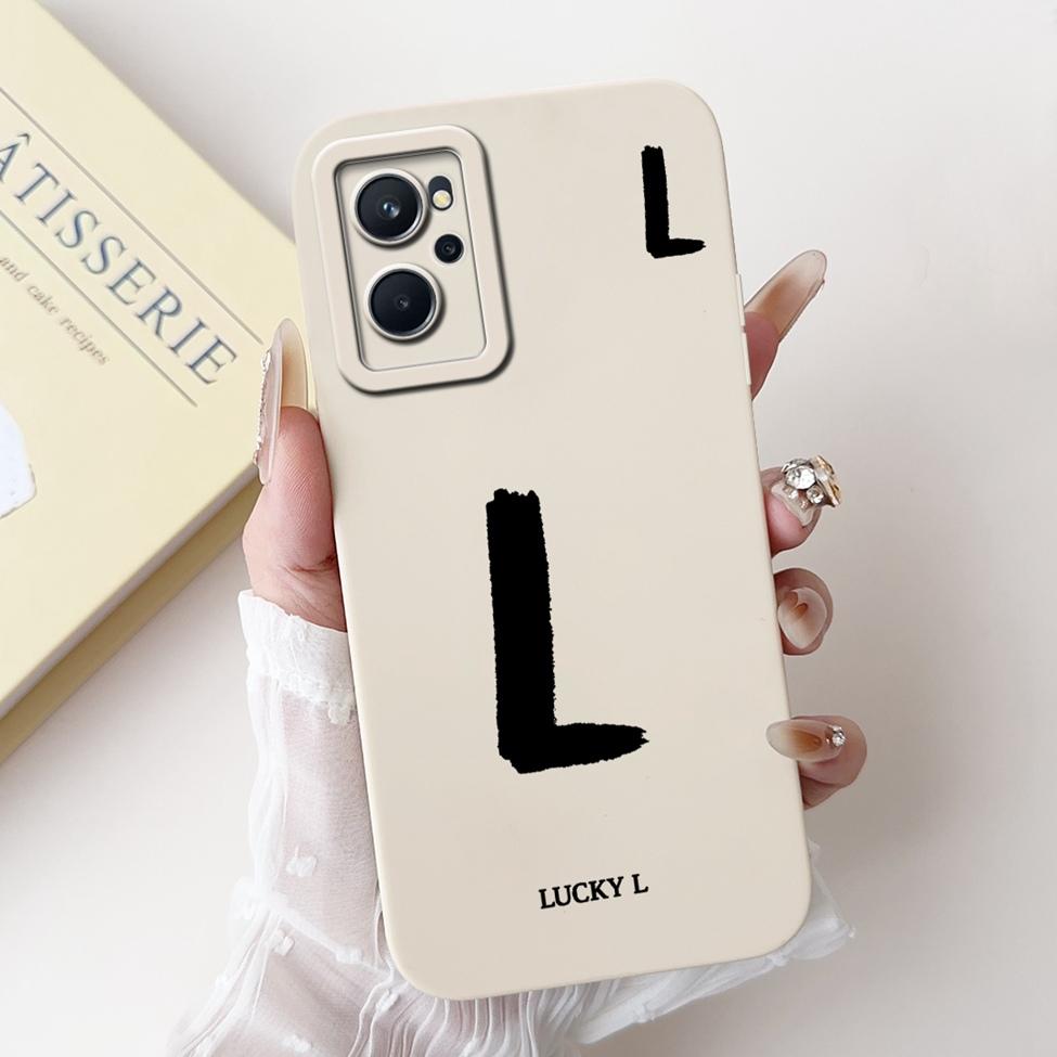 For Realme 9i 4G RMX3491 Cover For Realme 9i 4G Case Simple Fashion Luxury Letters A-Z Pattern Design Silicone Shockproof Bumper