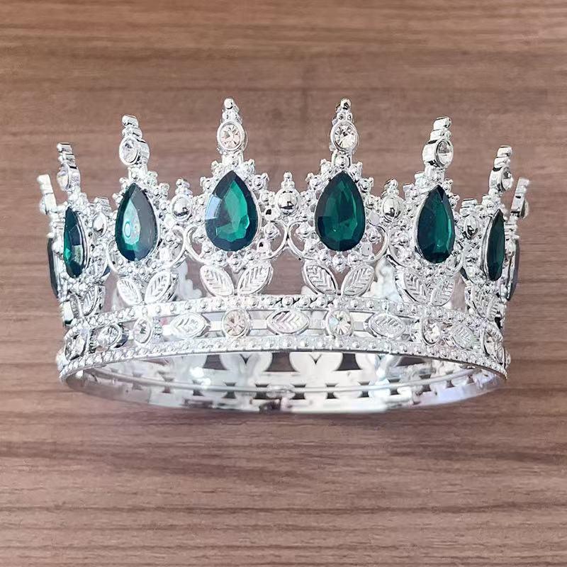 European and American Baroque Plastic Teardrop Crown Headwear for Brides Wedding Photography Accessories Full Round Coming of Age Ceremony Headwear