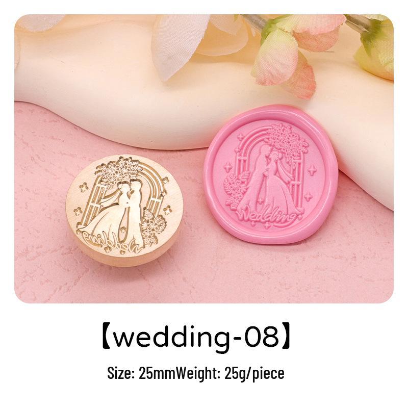 Wedding Series Round Wax Seal Stamp Head - Copper Handmade Letter Sealing