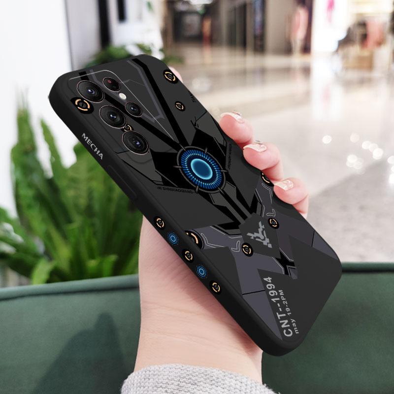 

Mech Style Phone Case For Samsung Galaxy S24 S23 S22 S21 S20 Ultra Plus FE S10 S9 S10E Note 20 Ultra 10 9 Plus Cover Galaxy S24 Plus чёрный