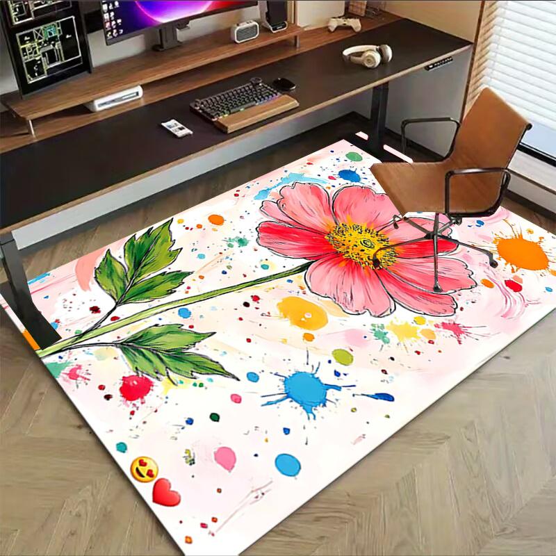 1 Stück Blumenkunstwerk Teppich Weiche Flanell-Bodenmatte für Wohnzimmer, Schlafzimmer und Teppich, Bodenmatte unter Sofatisch, Dekorativer Teppich q30