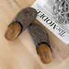 2025 summer rhinestones full diamonds fishing net baotou big head baotou half slippers sandals toboken shoes flat women's shoes