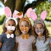 4 Stück Kinder Erwachsene Hasenohren Stirnband Fliege Nase Hasenschwanz Osterhasen Kostümset für Halloween Cosplay Party