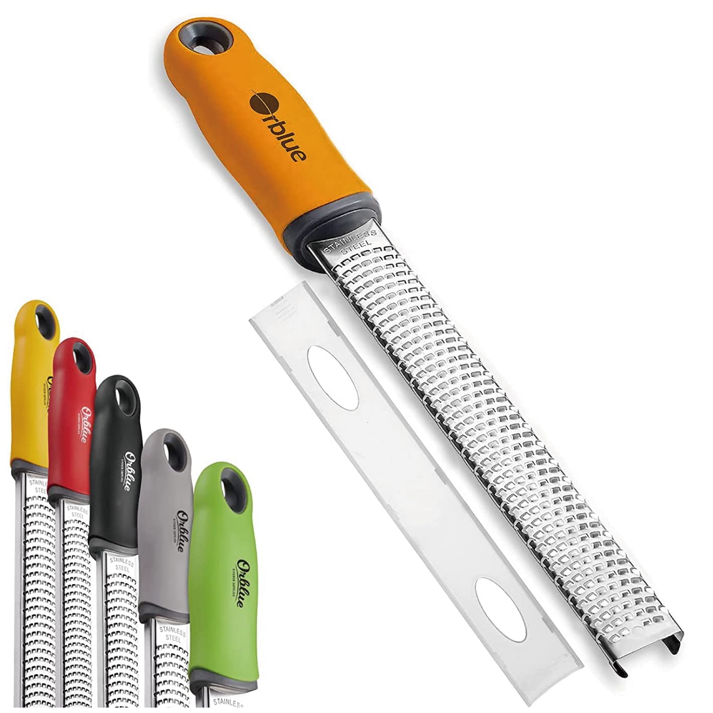 

Orblue Премиум Терка для сыра Нержавеющая сталь Защитная крышка Безопасная для мытья в посудомоечной машине Терка, Цедра, Терка, Устойчивая к ржавчине В комплекте,