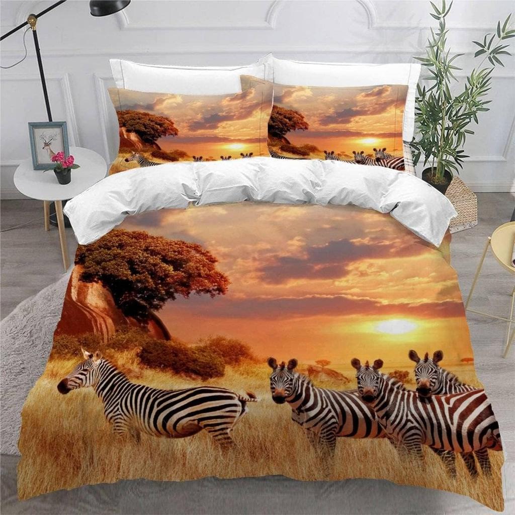 3D Printed Boutique Bedding Set Cartoon Animal 3-Piece Set for Children and Adults Full Size Soft 100% Microfiber Zipper