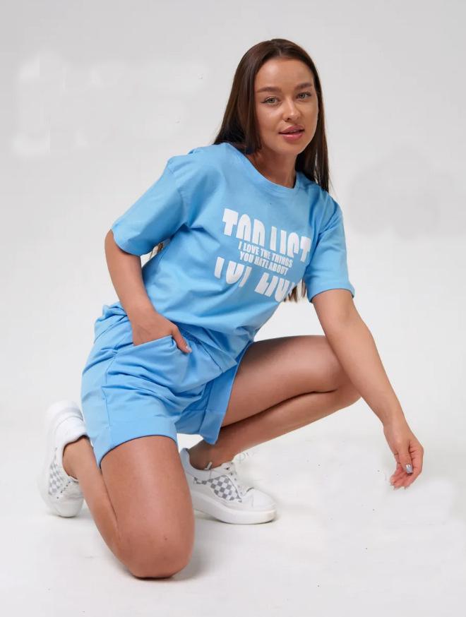 European-American Summer Casual Home Shorts Set - Letter Print Pullover & Short Sleeves