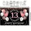 Rose gold girl's 13th birthday decoration, birthday party supporting photography background, 13th birthday party supplies