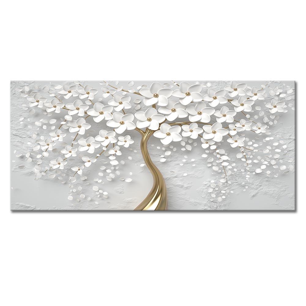 

Абстрактная картина маслом белого цветка HD Холст Скандинавский плакат с растениями Современная гостиная 20cm×40cm NoFrame