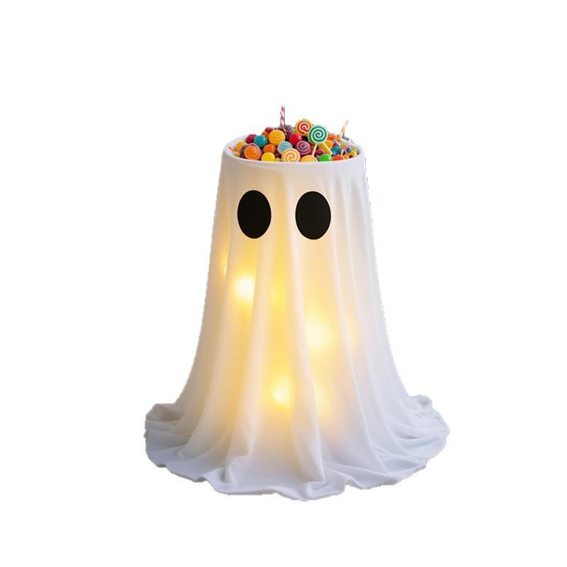 Halloween Fruit Plate Ghost Ornament Door Decoration Luminous Arrangement Pumpkin Bucket Candy Bucket Cute Outdoor Decoration