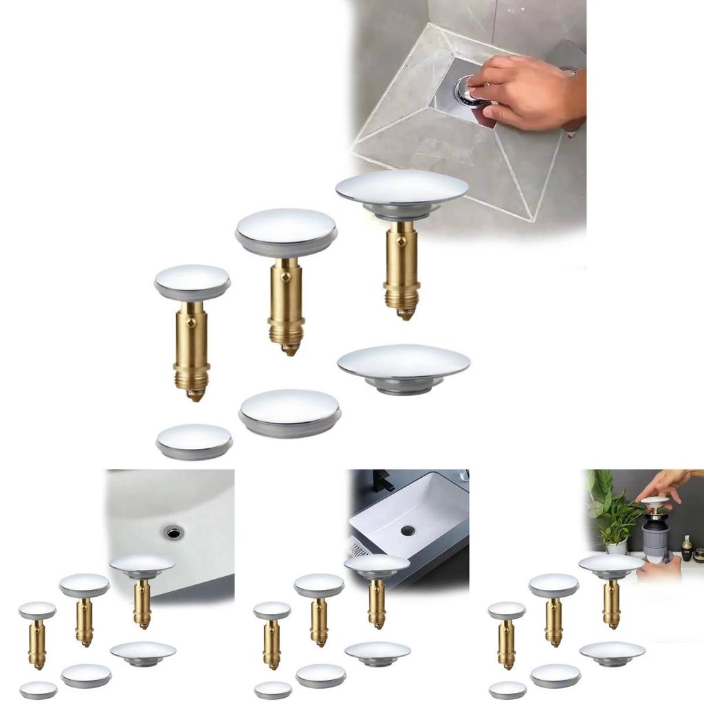 Durable All Copper Sink Stopper Set Featuring Large And Small Push Button Caps