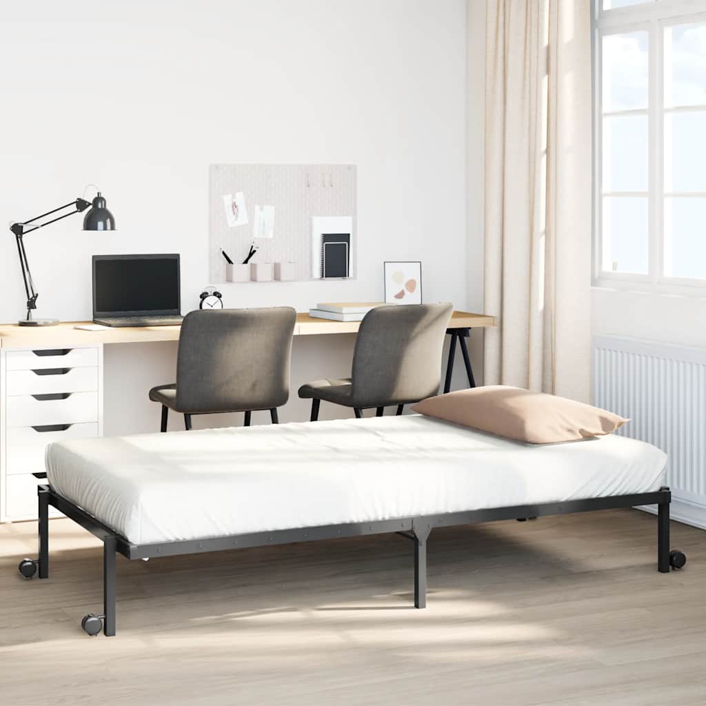Składana rama łóżka bez materaca Czarna 107 x 203 cm Stal