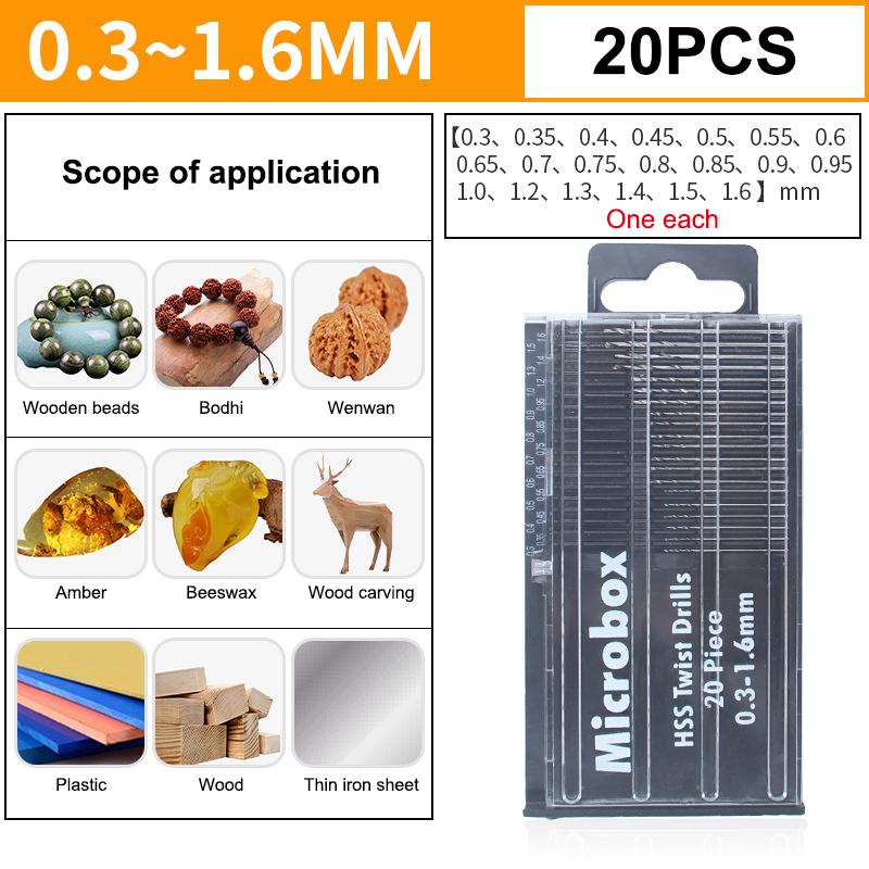 20/25 Stück Holzbearbeitung Kunststoff PVC Leiterplatte Mikrobohrwerkzeug Vollschliff Mini Spiralbohrer 0,3-1,6mm/0,5-3,0mm Satz