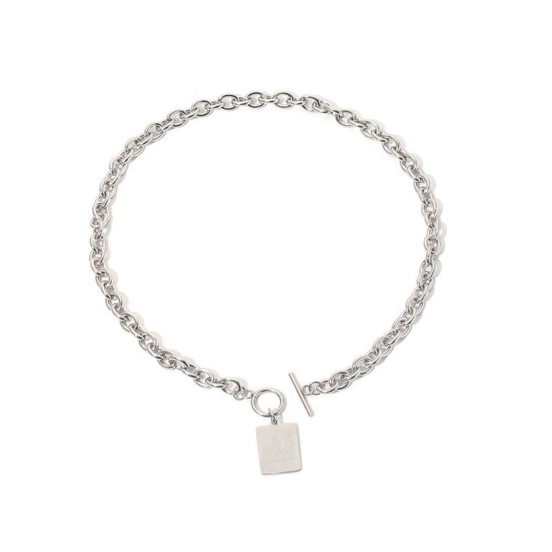 Ins Internet celebrity alphabet army brand smiley face hip hop titanium steel necklace, new accessories hiphop stainless steel jewelry