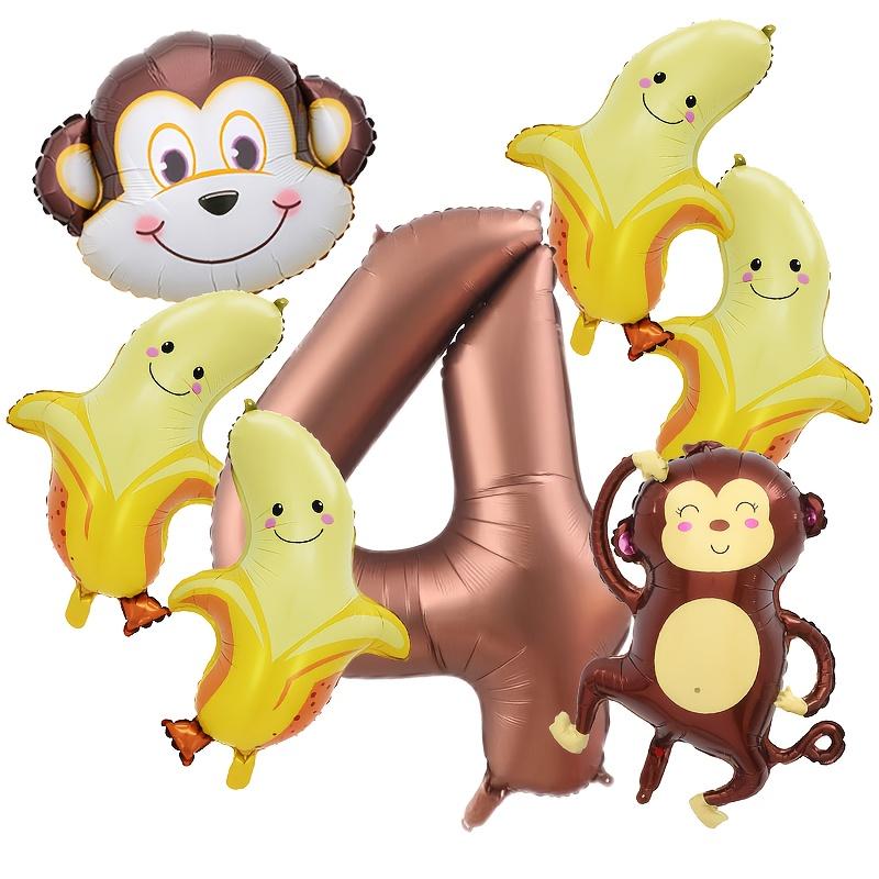 7Pcs Monkey Banana Combination Set Aluminum Film Balloon Jungle Hunting Theme Party Decor Balloon Baby Shower Globos Supplies