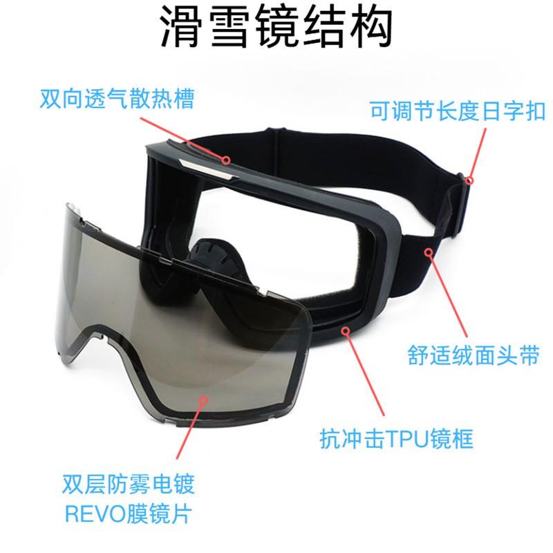 Dual-Layer Anti-Fog Ski Goggles With Prescription Lens Slot Adults Windproof Waterproof Sandproof Outdoor Sports Eyewear